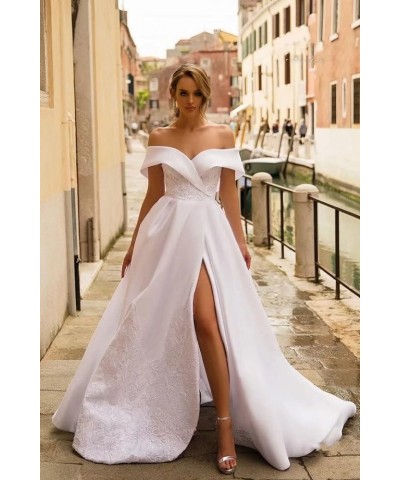 Long Puffy Wedding Dresses for Bride Elegant Bridal Gown with Train Summer Beach Wedding Dress B-white $65.36 Dresses