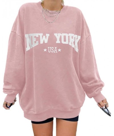 Women Oversized Crewneck Sweatshirt Embroidered Tops Long Sleeve Batwing Pullover Drop Shoulder Hoodie 2-dusty Pink $15.96 Ho...