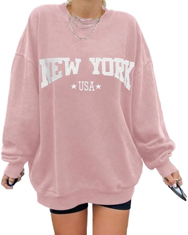 Women Oversized Crewneck Sweatshirt Embroidered Tops Long Sleeve Batwing Pullover Drop Shoulder Hoodie 2-dusty Pink $15.96 Ho...