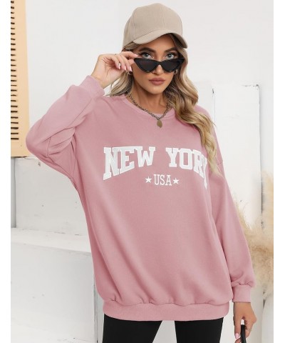 Women Oversized Crewneck Sweatshirt Embroidered Tops Long Sleeve Batwing Pullover Drop Shoulder Hoodie 2-dusty Pink $15.96 Ho...