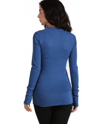 Womens Snap Button Sweater Cardigan with Ribbed Detailed S-3XL Bluemist $10.04 Sweaters