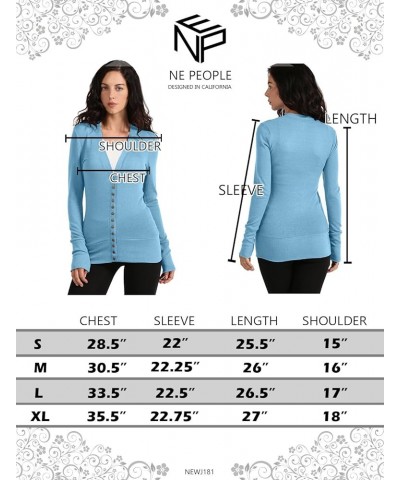 Womens Snap Button Sweater Cardigan with Ribbed Detailed S-3XL Bluemist $10.04 Sweaters