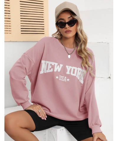 Women Oversized Crewneck Sweatshirt Embroidered Tops Long Sleeve Batwing Pullover Drop Shoulder Hoodie 2-dusty Pink $15.96 Ho...