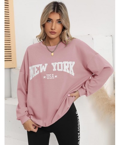 Women Oversized Crewneck Sweatshirt Embroidered Tops Long Sleeve Batwing Pullover Drop Shoulder Hoodie 2-dusty Pink $15.96 Ho...