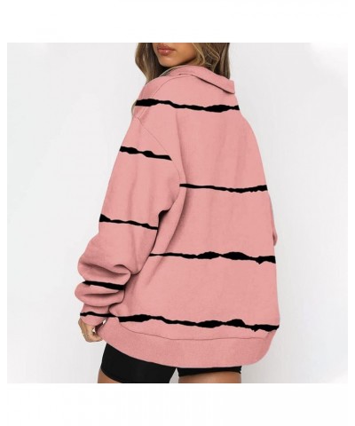 Womens Fall Fashion 2023 Quarter Zip Long Sleeve Sweatshirt Solid Color Loose Trendy Pullover Sweatshirts Clothing Pink 39 $9...