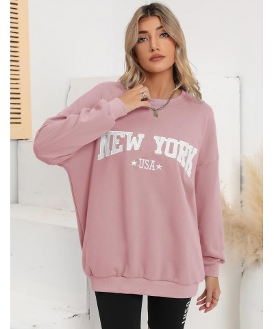 Women Oversized Crewneck Sweatshirt Embroidered Tops Long Sleeve Batwing Pullover Drop Shoulder Hoodie 2-dusty Pink $15.96 Ho...