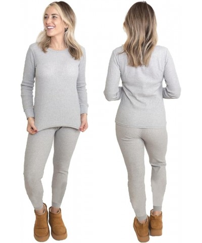 Womens 2-Piece Waffle Thermals Set | Long Sleeve Shirt, Pants | Thermal Base Layer Set for Cold Weather Heather Grey $12.95 U...