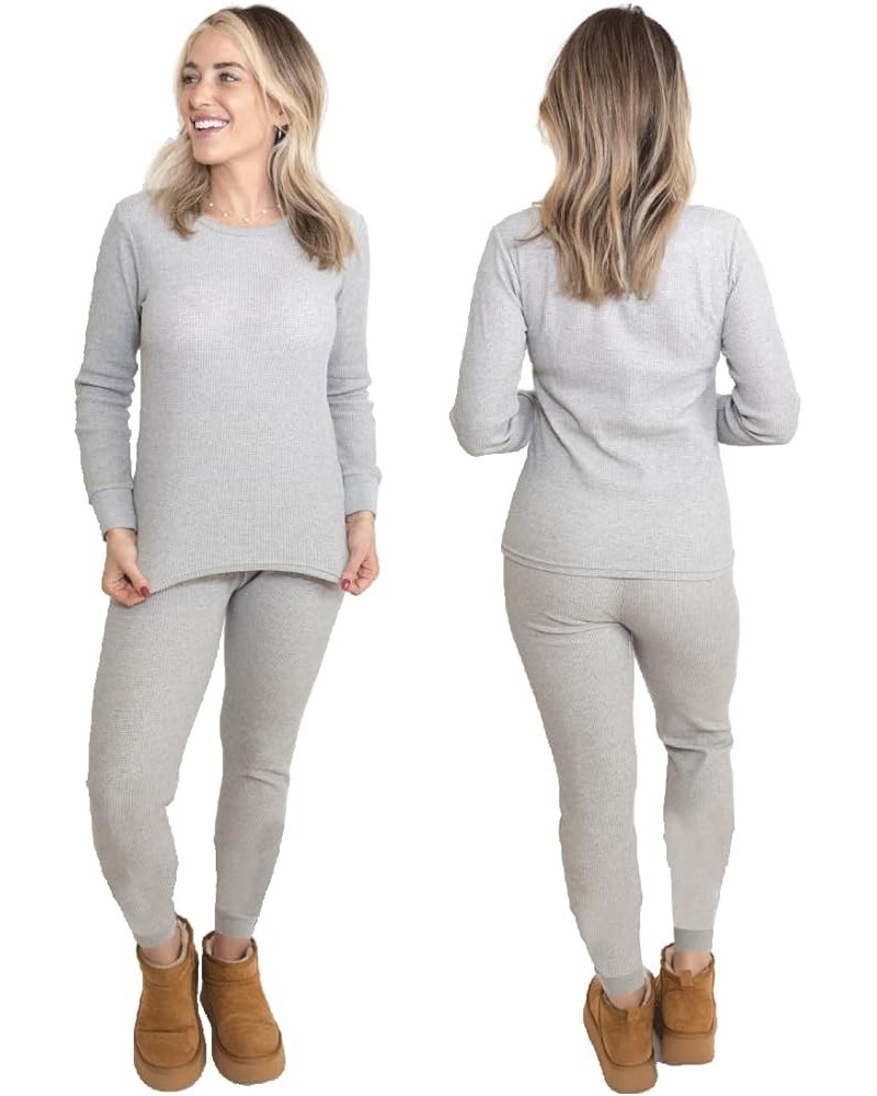 Womens 2-Piece Waffle Thermals Set | Long Sleeve Shirt, Pants | Thermal Base Layer Set for Cold Weather Heather Grey $12.95 U...