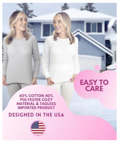 Womens 2-Piece Waffle Thermals Set | Long Sleeve Shirt, Pants | Thermal Base Layer Set for Cold Weather Heather Grey $12.95 U...