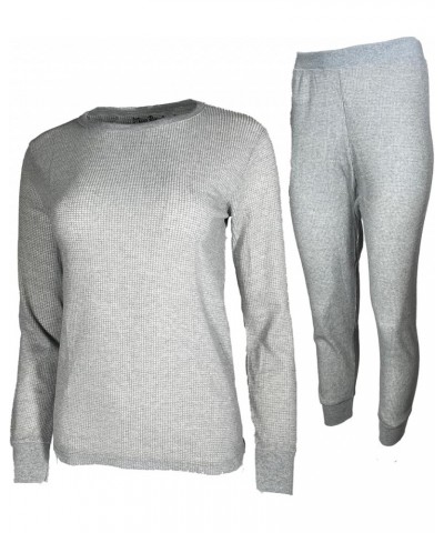 Womens 2-Piece Waffle Thermals Set | Long Sleeve Shirt, Pants | Thermal Base Layer Set for Cold Weather Heather Grey $12.95 U...