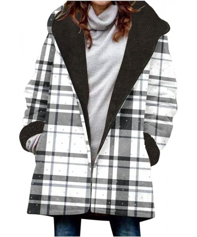 Women's Sherpa Fleece Outerwear Plaid Print Fashion Jackets Thickened Warm Hooded Winter Coats Oversized Soft Overcoat Winter...