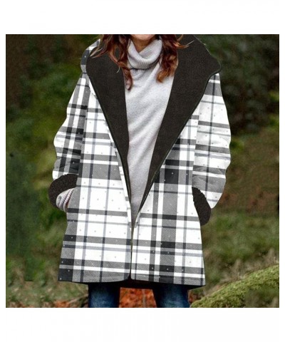 Women's Sherpa Fleece Outerwear Plaid Print Fashion Jackets Thickened Warm Hooded Winter Coats Oversized Soft Overcoat Winter...