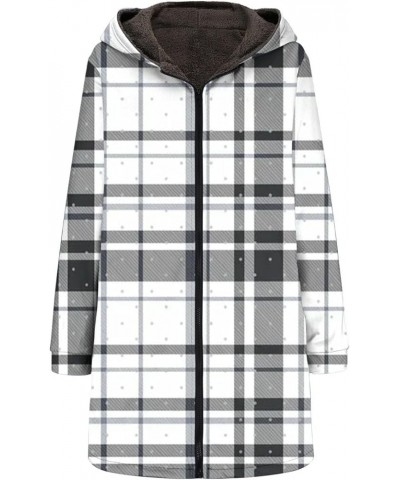 Women's Sherpa Fleece Outerwear Plaid Print Fashion Jackets Thickened Warm Hooded Winter Coats Oversized Soft Overcoat Winter...