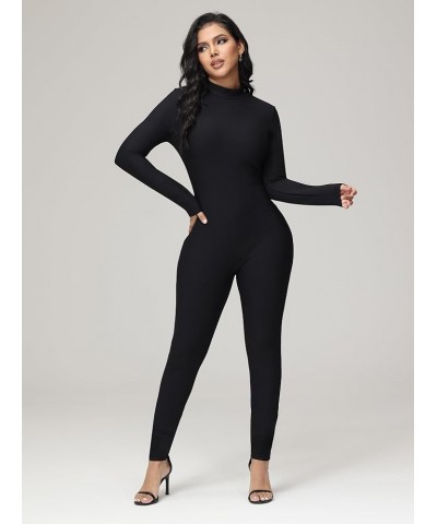 Womens Sexy Bodycon Sleeveless Jumpsuit Tank Tops High Waist Long Pants Yoga Ribbed Romper Clubwear Black-long Sleeve $12.32 ...