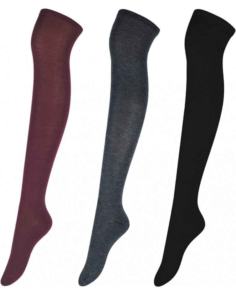 Thigh High Socks for Women, Long Knee High Socks, Womens Over The Knee Socks Stockings 3 Pairs, Mixed Colors 4 $7.53 Socks