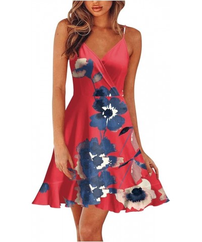 Women's Sexy Summer Dresses Dress Beach Knee Length Dress Adjustable Sling Dress Trendy Dresses 2023 F-red $11.16 Dresses