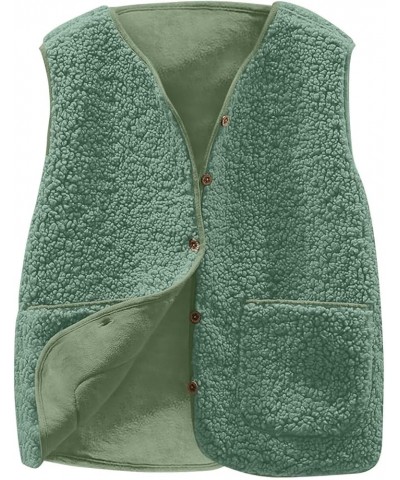 Women's Fleece Vest Casual Fuzzy Sleeveless Cozy Coats Lightweight Vest Winter Warm Sherpa Jacket With Pockets 02♛green $8.39...