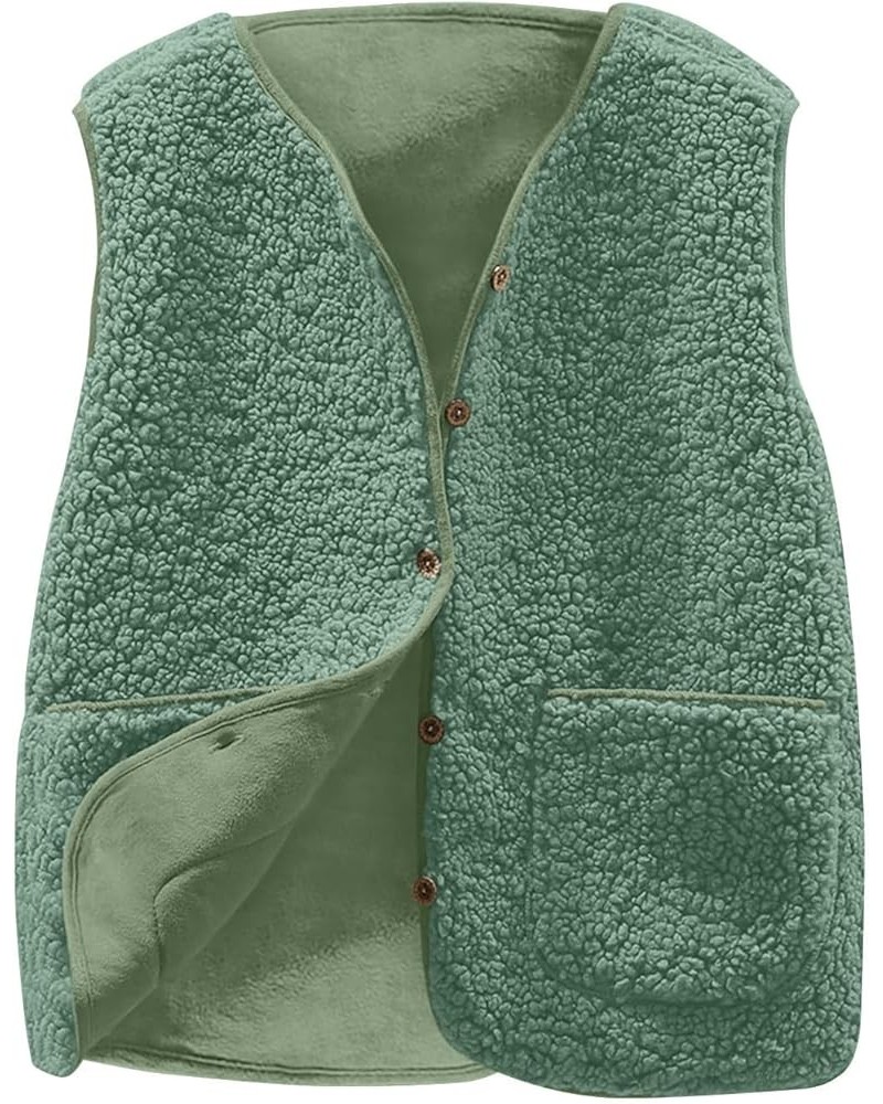 Women's Fleece Vest Casual Fuzzy Sleeveless Cozy Coats Lightweight Vest Winter Warm Sherpa Jacket With Pockets 02♛green $8.39...