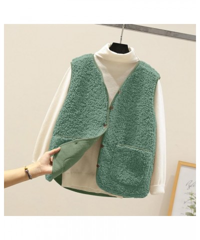 Women's Fleece Vest Casual Fuzzy Sleeveless Cozy Coats Lightweight Vest Winter Warm Sherpa Jacket With Pockets 02♛green $8.39...