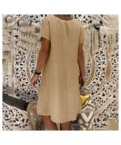 Womens Summer Floral Print Sleeveless Sundress/Short Sleeve Pockets Casual Loose Swing T-Shirt Dress 03-khaki $9.98 Dresses