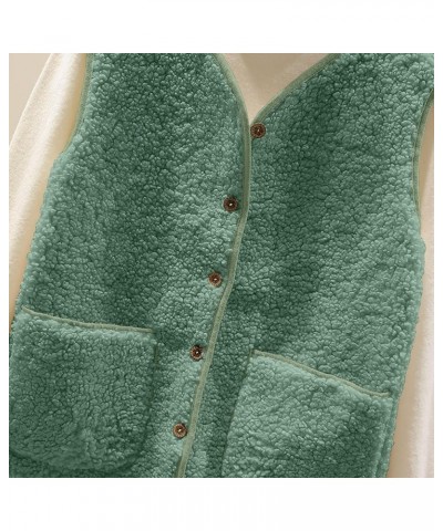 Women's Fleece Vest Casual Fuzzy Sleeveless Cozy Coats Lightweight Vest Winter Warm Sherpa Jacket With Pockets 02♛green $8.39...