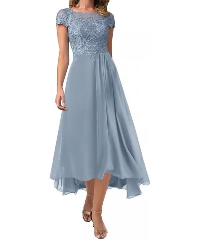 Tea Length Mother of The Bride Dress with Laces Applique Formal Wedding Guests Dress Orange $32.80 Dresses