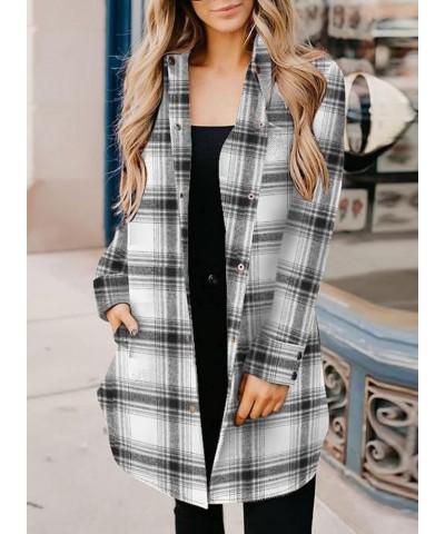 Color Block Plaid Shacket Jacket Womens Fall Fashion 2023 Outfits Long Sleeve Button Down Flannel Shirts Coats B2 New Black $...