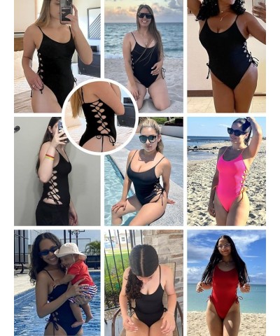 One Piece Swimsuit Women Bathing Suit Sexy High Cut Women's One-Piece Swimsuits One Piece Bathing Suit Rose Pink $14.49 Swims...