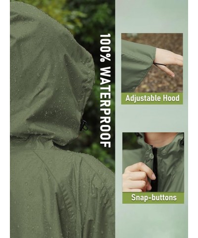 Unisex Rain Poncho Hooded Waterproof Raincoat for Adults Women B-army Green(with Zipper) $11.75 Coats