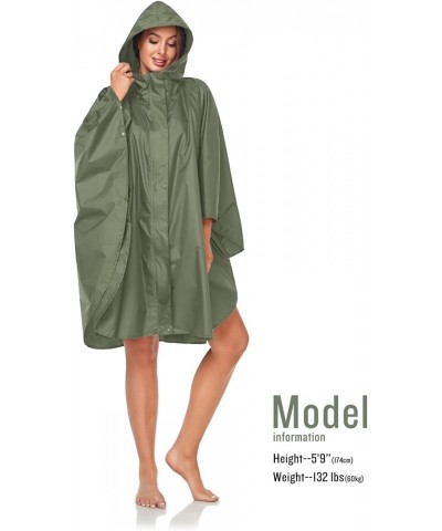 Unisex Rain Poncho Hooded Waterproof Raincoat for Adults Women B-army Green(with Zipper) $11.75 Coats