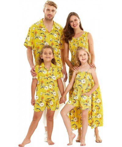 Matchable Family Hawaiian Luau Men Women Girl Boy Clothes in Garden Poppy Yellow Big Girl Girl Romper $17.76 Shirts