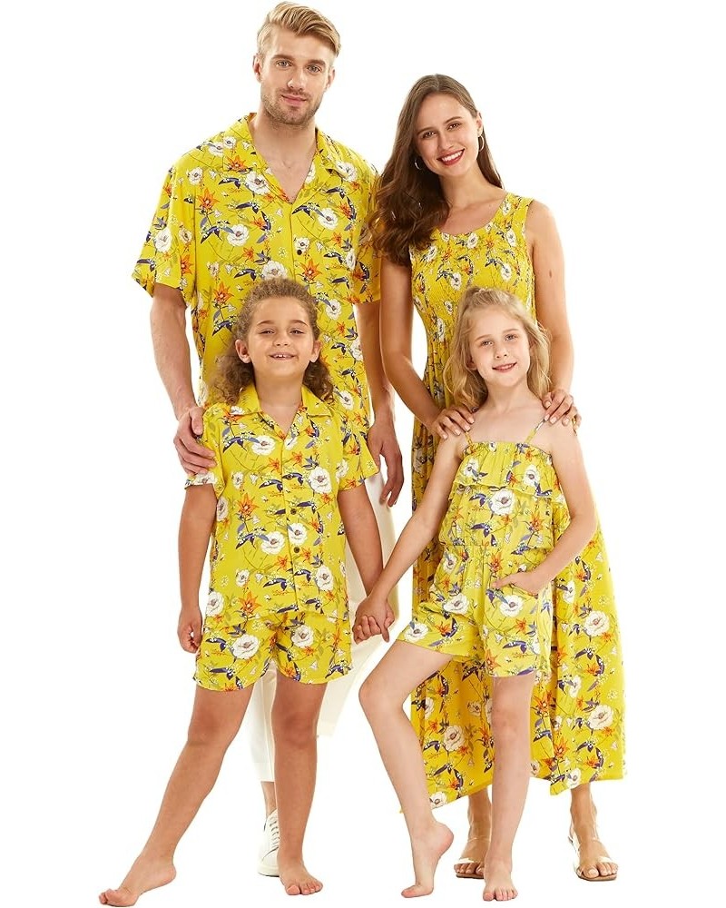 Matchable Family Hawaiian Luau Men Women Girl Boy Clothes in Garden Poppy Yellow Big Girl Girl Romper $17.76 Shirts