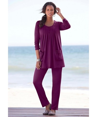 Women's Plus Size Tall Straight-Leg Soft Knit Pant Desert Rose $16.08 Pants