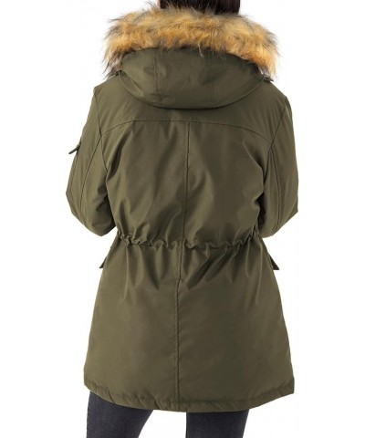 Women's Warm Down Jacket Thickened Puffer Winter Coat with Faux Fur Removable Hood Military Green $36.46 Jackets