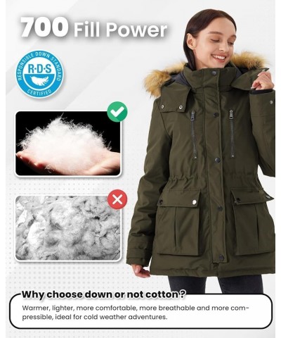 Women's Warm Down Jacket Thickened Puffer Winter Coat with Faux Fur Removable Hood Military Green $36.46 Jackets