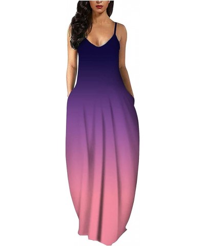 Plus Size Maxi Dresses Sundress for Women Loose Printed Adjustable African Beach Dress with Pockets 9986 Purple $15.04 Dresses