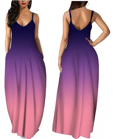 Plus Size Maxi Dresses Sundress for Women Loose Printed Adjustable African Beach Dress with Pockets 9986 Purple $15.04 Dresses