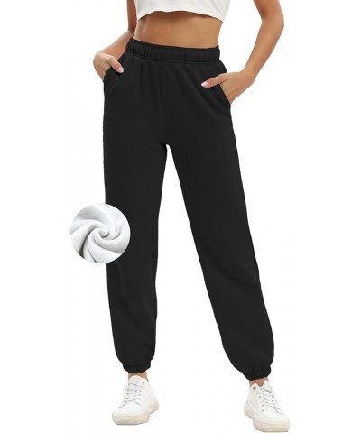 Women’s Casual Fleece Sweatpants High Waisted Cinch Bottom Lounge Baggy Joggers Pants Black $19.94 Activewear