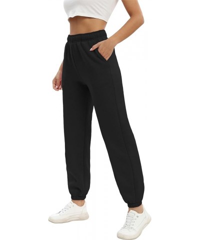 Women’s Casual Fleece Sweatpants High Waisted Cinch Bottom Lounge Baggy Joggers Pants Black $19.94 Activewear