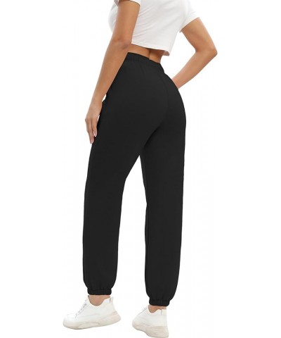 Women’s Casual Fleece Sweatpants High Waisted Cinch Bottom Lounge Baggy Joggers Pants Black $19.94 Activewear