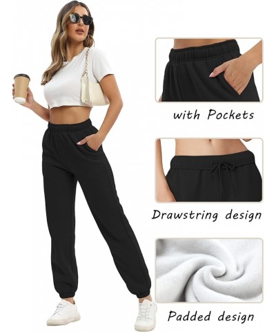 Women’s Casual Fleece Sweatpants High Waisted Cinch Bottom Lounge Baggy Joggers Pants Black $19.94 Activewear