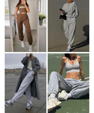 Women’s Casual Fleece Sweatpants High Waisted Cinch Bottom Lounge Baggy Joggers Pants Black $19.94 Activewear