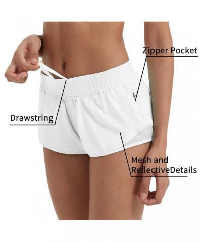 2.5'' Running Shorts for Women Built-in Liner Mesh Athletic Shorts with Zipper Pockets Yoga Workout Gym Shorts 2.5" 027 White...