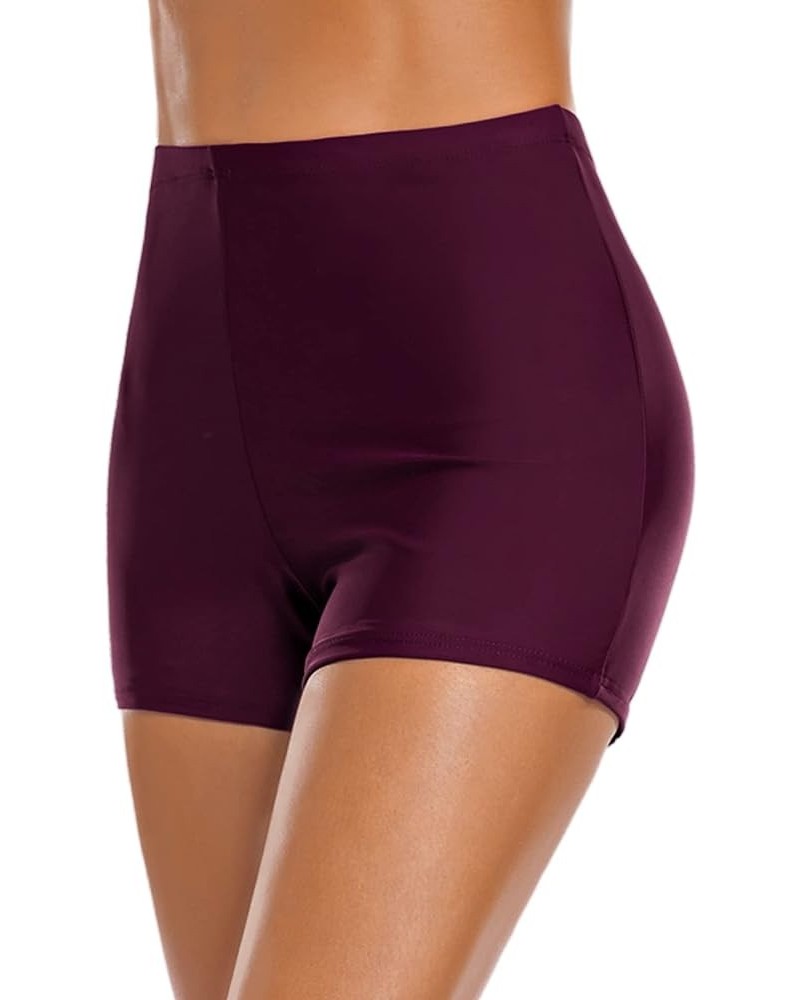 Women's Swim Shorts High Waisted Bathing Suit Bottoms Swimwear Boyshort Swimming Swimsuit Board Shorts Purple Red $13.75 Swim...