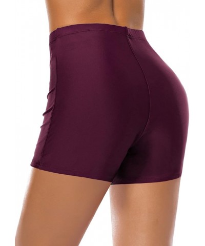 Women's Swim Shorts High Waisted Bathing Suit Bottoms Swimwear Boyshort Swimming Swimsuit Board Shorts Purple Red $13.75 Swim...