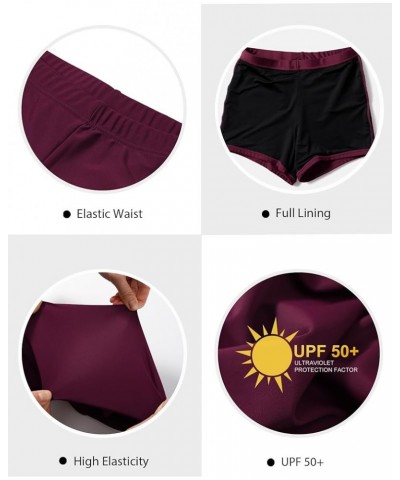 Women's Swim Shorts High Waisted Bathing Suit Bottoms Swimwear Boyshort Swimming Swimsuit Board Shorts Purple Red $13.75 Swim...