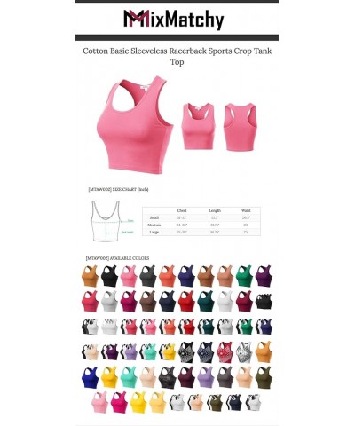 Women's Cotton Basic Sleeveless Racerback Sports Crop Tank Top White $9.51 Activewear