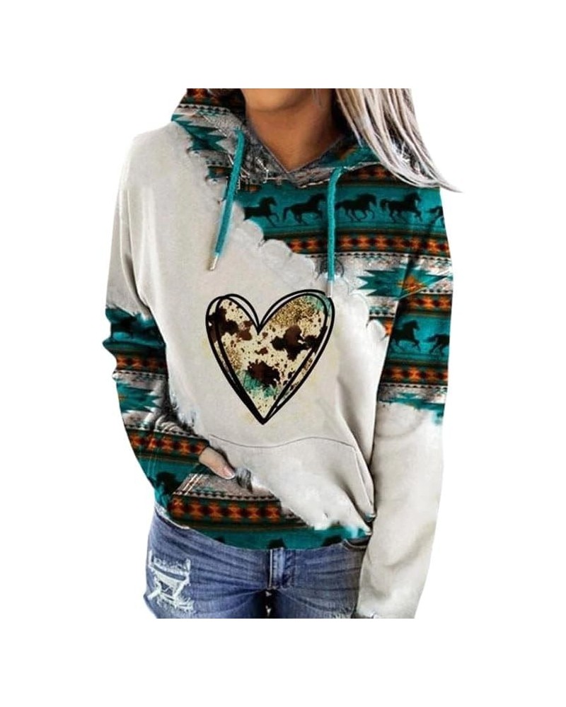 Cowgirl Hoodies Womens Western Aztec Geometric Ethnic Graphic Sweatshirt Long Sleeve Shirts Vintage Casual Tops Tees Aztec Gr...