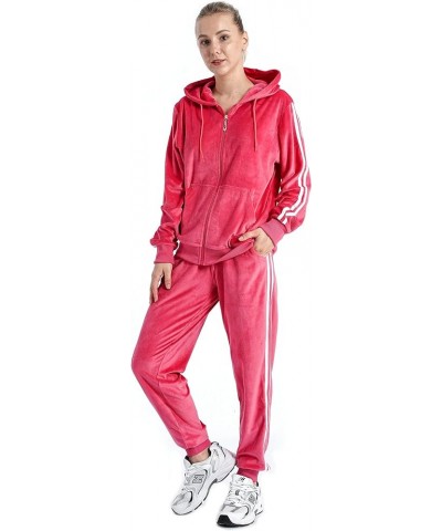 2 PCS Outfits Women's Fleece Sherpa Lined Sweatsuits Long Sleeve Hoodie and Sweat Pants Winter Warm Tracksuit Set 201coral $2...