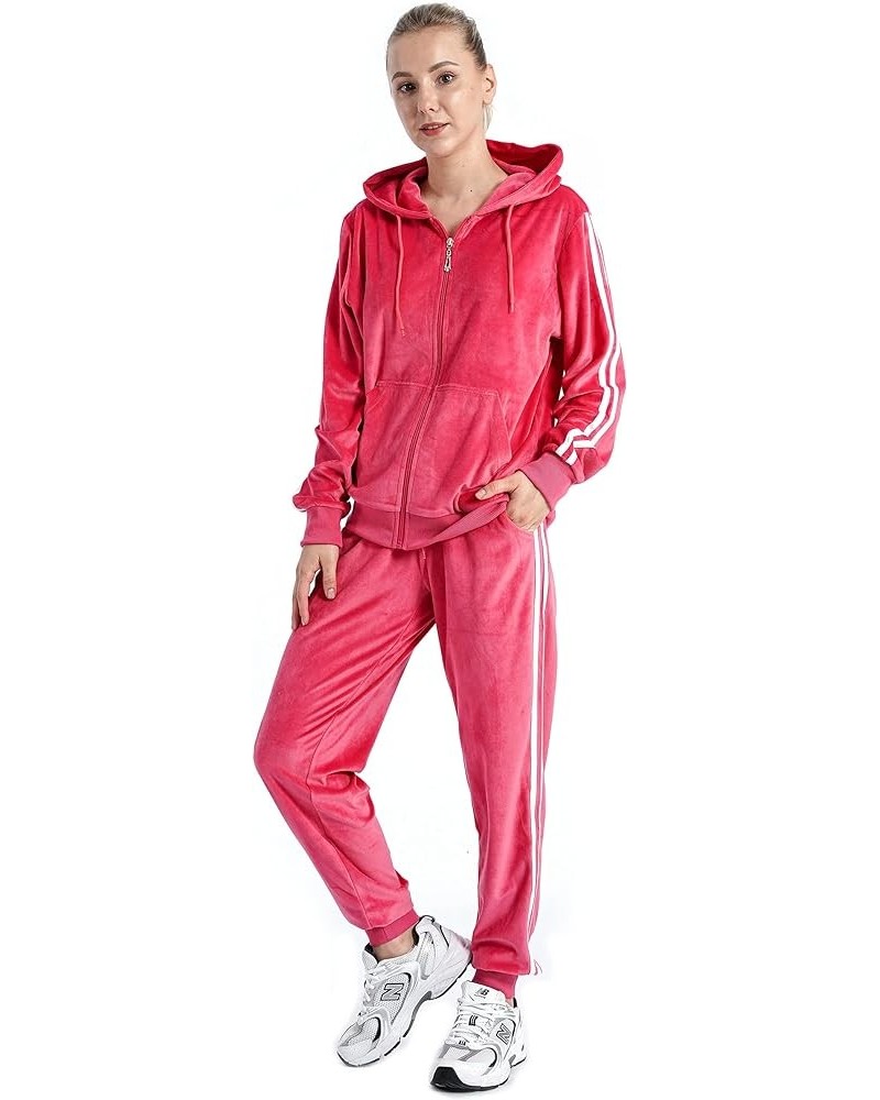 2 PCS Outfits Women's Fleece Sherpa Lined Sweatsuits Long Sleeve Hoodie and Sweat Pants Winter Warm Tracksuit Set 201coral $2...